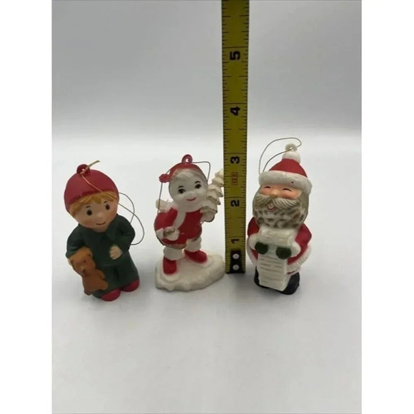 3-Vintage CHRISTMAS ORNAMENTS HONG KONG/Santa/Boy/Girl/Teddy Bear-Christmas Tree - Picture 5 of 12